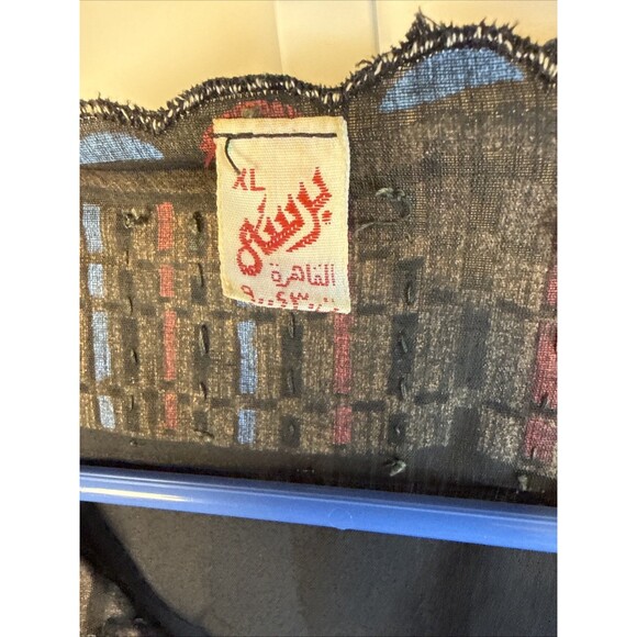 Vintage Egyptian Kaftan Maxi Women Embellished Black with Sequins Beads Ornate - Picture 5 of 6